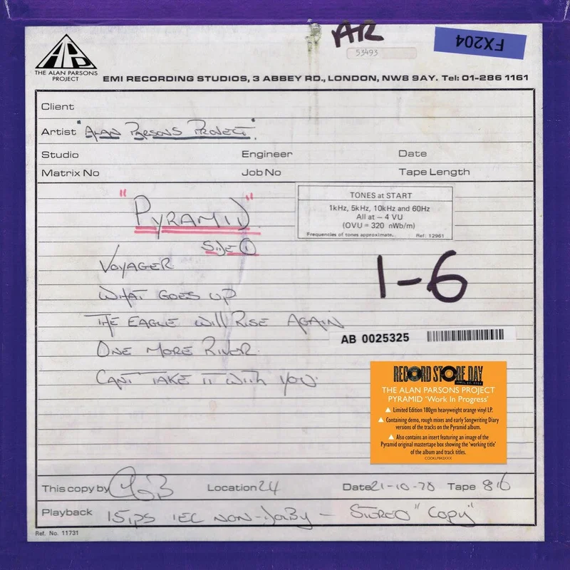 Alan Parsons Project - Pyramid 'work In Progress' [Colored Vinyl] (Org) [Record Store Day]