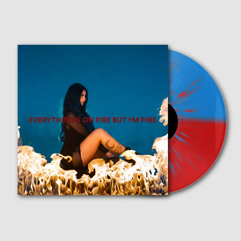 AS DECEMBER FALLS - Everything's On Fire But I'm Fine (with Alternate Cover Art) - LP - Blue & Red Split Splatter Colour Vinyl