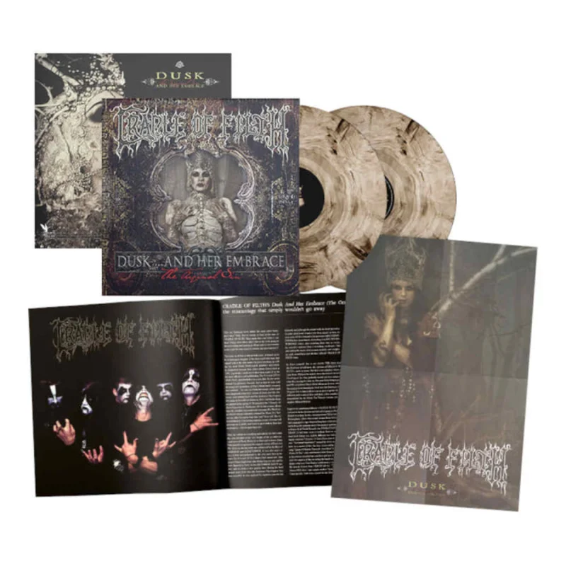 CRADLE OF FILTH - Dusk And Her Embrace (Reissue with Double-sided A2 Poster) - 2LP - Transparent Cream/Black Marble Vinyl