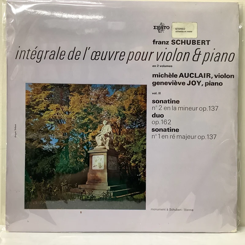Franz Schubert , Michle Auclair, Genevive Joy - Intgrale De L'uvre Pour Violon & Piano En 2 Volumes Vol. II - Erato LP