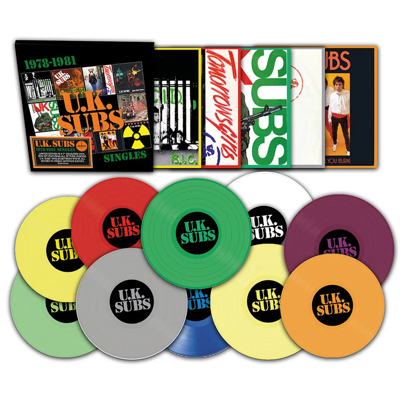 UK SUBS - 1978-81 Singles - 10 x 7'' - Coloured Vinyl Box Set
