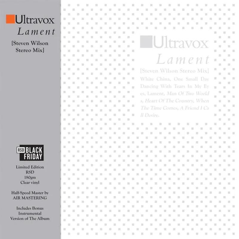 Ultravox - Lament [Steven Wilson Stereo Mix] - 2LP - Clear Vinyl  [RSD Black Friday 2024]