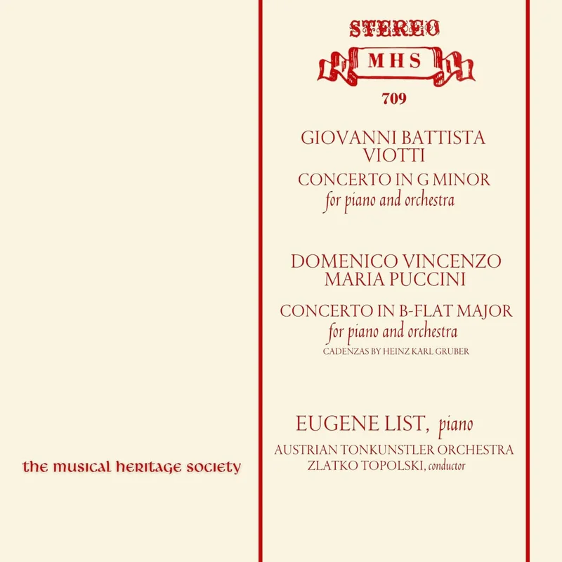 VIOTTI & DOMENICO PUCCINI: PIANO CONCERTOS - EUGENE LIST, AUSTRIAN TONKUNSTLER ORCHESTRA